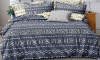 Синий поплин с бледно-желтыми орнаментами и бледно-желтый компаньон с синими орнаментами
