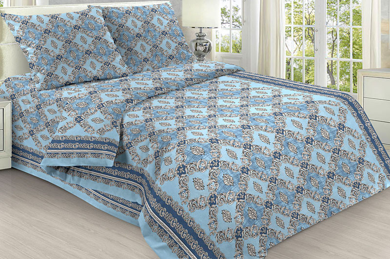 Сине-голубая бязь эксклюзив с серебристым орнаментом Сине-голубая бязь эксклюзив с серебристым орнаментом